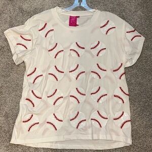 Queen of Sparkles sequined baseball t-shirt size small